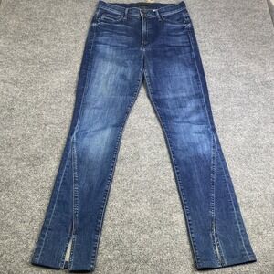 Mother The Rascal Sliced Up Heel Jeans Mint Condition Blue Split Hem Size 31